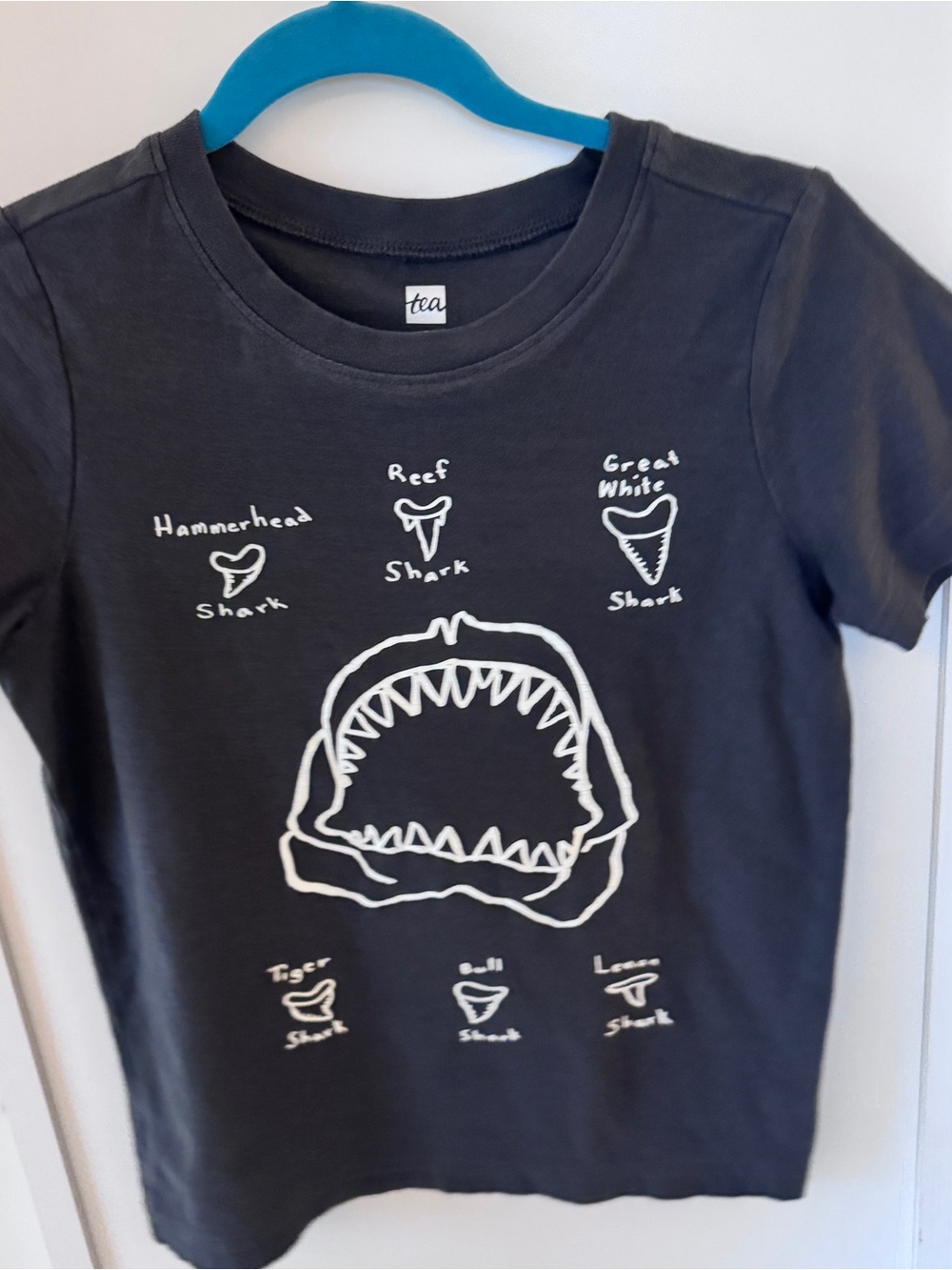 Tea Collection Black Short Sleeve Shark Sketch Tee